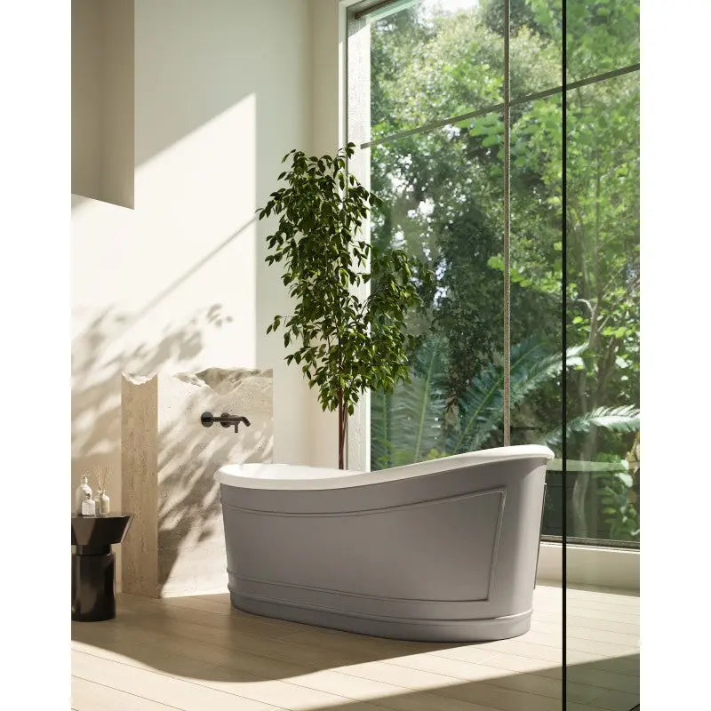 Belbagno - Belbagno Ritz Freestanding Bathtub 1670mm - Matt Grey - Aqualux Bathrooms