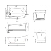 Belbagno - Belbagno Ritz Freestanding Bathtub 1670mm - Matte White - Aqualux Bathrooms