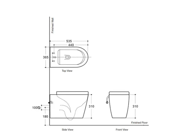 Belbagno - Belbagno Flay-R Wall Hung Pan 540mm - Gloss White - Aqualux Bathrooms