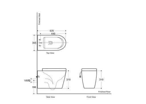 Belbagno - Belbagno Flay-R Wall Hung Pan 540mm - Gloss White - Aqualux Bathrooms