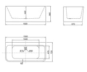 Belbagno - Belbagno Alto Freestanding Bathtub 1500mm - Semi Gloss White - Aqualux Bathrooms