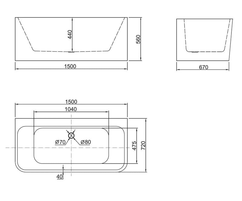 Belbagno - Belbagno Alto Freestanding Bathtub 1500mm - Semi Gloss White - Aqualux Bathrooms
