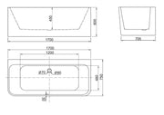 Belbagno - Belbagno Alto Freestanding Bathtub 1700mm - Semi Gloss White - Aqualux Bathrooms