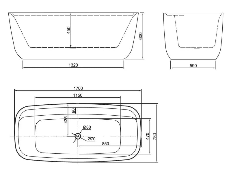 Belbagno - Belbagno Terriccio Freestanding Bathtub 1700mm - Matte White - Aqualux Bathrooms