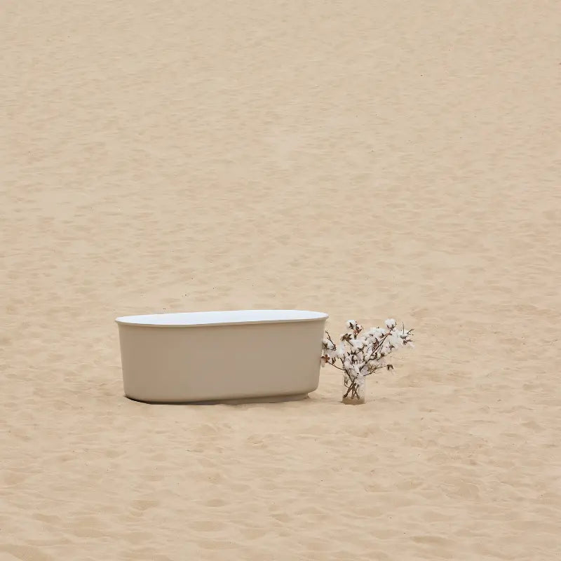 Belbagno - Belbagno Berg Freestanding Bathtub 1500mm - Soft Sand and Gloss White - Aqualux Bathrooms
