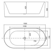 Belbagno - Belbagno Berg Freestanding Bathtub 1500mm - Soft Sand and Gloss White - Aqualux Bathrooms