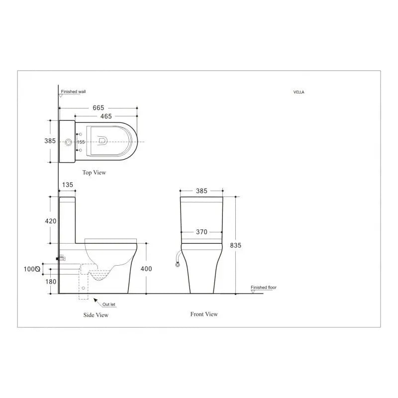 Belbagno - Belbagno Vella Rimless Nano-glaze Back to Wall Toilet Suite 665mm - Gloss White - Aqualux Bathrooms