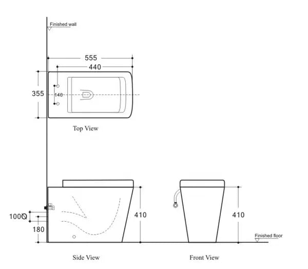 Belbagno - Belbagno Ardente-R Series Wall Faced Pan 555mm - Gloss White - Aqualux Bathrooms