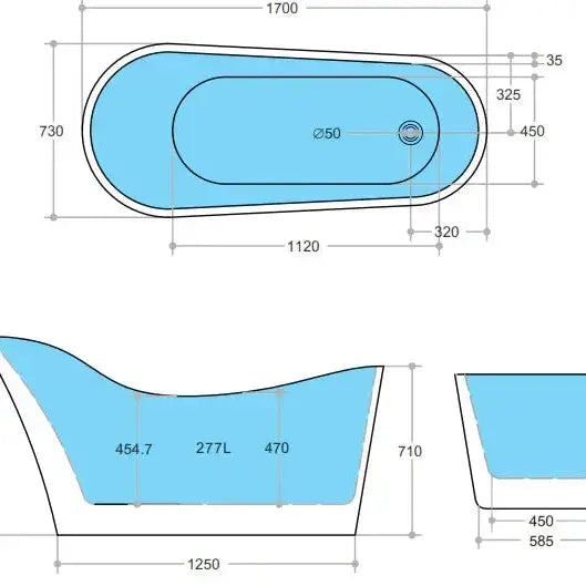 Bevel Freestanding Bathtub 1500mm - Aqualux Bathrooms- Poseidon