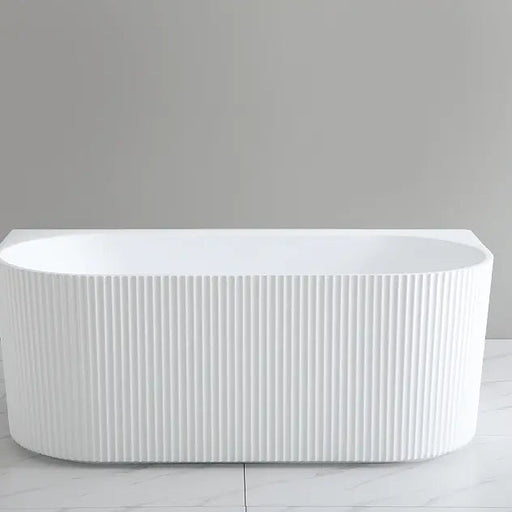Bari Groove Back To Wall Bathtub 1500mm (No Overflow) - Aqualux Bathrooms- Poseidon