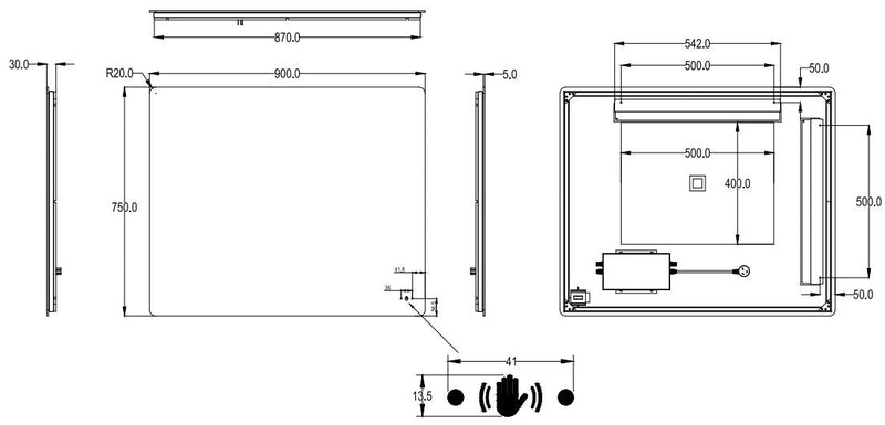 Jasper LED 900x750mm Back Lit Mirror