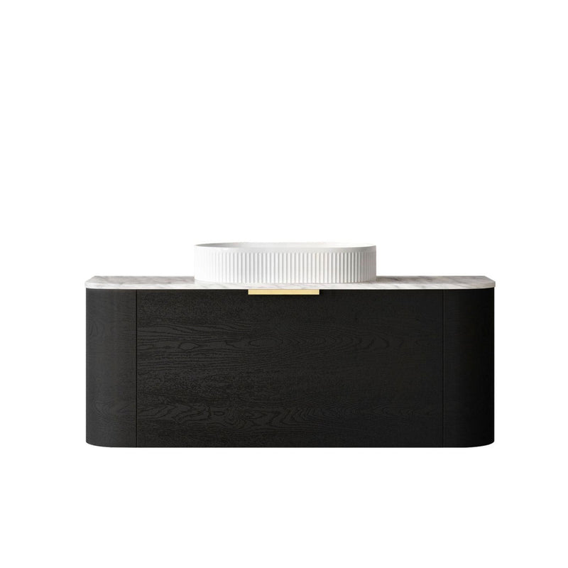 OTTI BONDI BLACK OAK 1200MM CURVE SINGLE BOWL WALL HUNG VANITY (SHOWROOM DISPLAY)