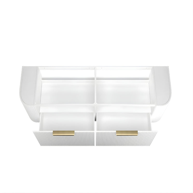 OTTI BONDI MATTE WHITE FLUTED 1500MM CURVE DOUBLE BOWL WALL HUNG VANITY