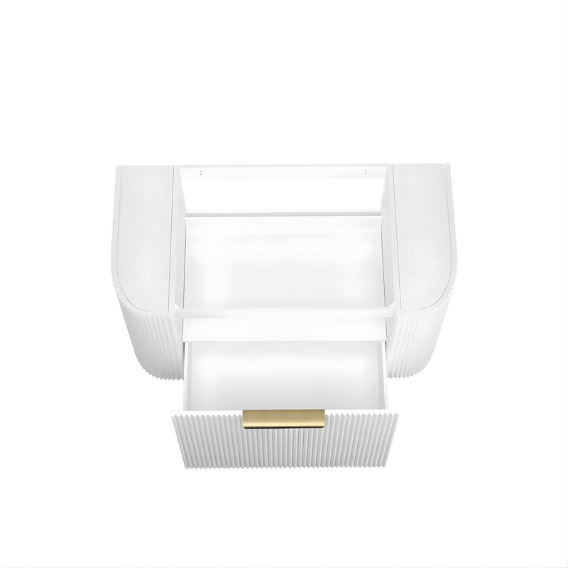 OTTI BONDI MATTE WHITE FLUTED 900MM CURVE SINGLE BOWL WALL HUNG VANITY