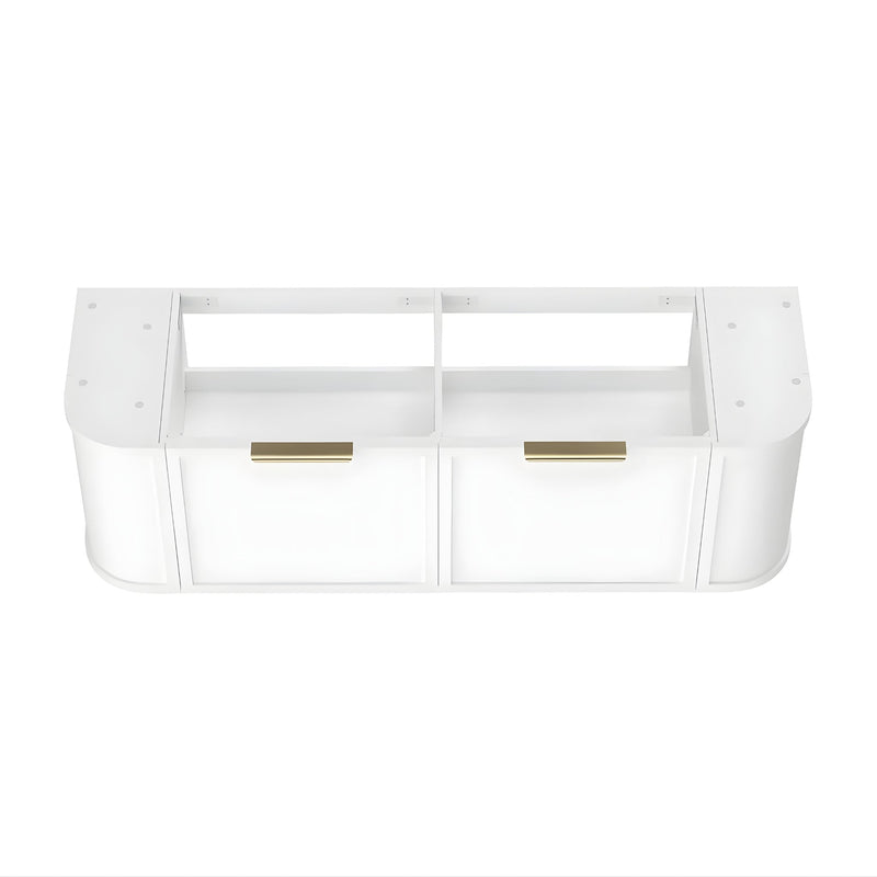 OTTI HAMPSHIRE SATIN WHITE 1500MM CURVE DOUBLE BOWL WALL HUNG VANITY