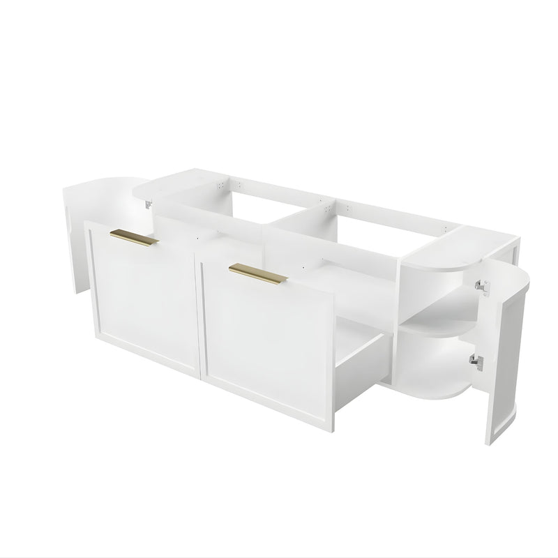 OTTI HAMPSHIRE SATIN WHITE 1500MM CURVE DOUBLE BOWL WALL HUNG VANITY