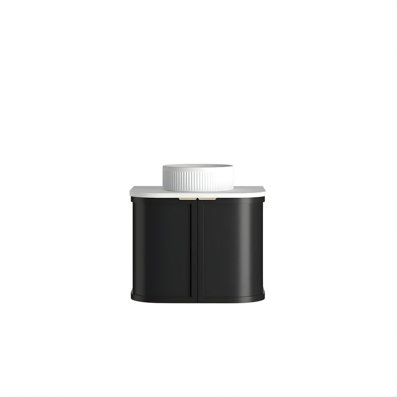 OTTI HAMPSHIRE SATIN BLACK 600MM CURVE SINGLE BOWL WALL HUNG VANITY