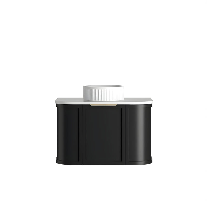OTTI HAMPSHIRE SATIN BLACK 750MM CURVE SINGLE BOWL WALL HUNG VANITY