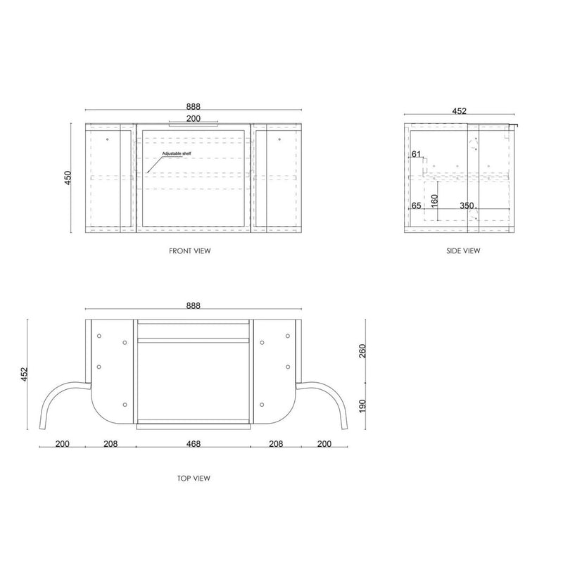 OTTI HAMPSHIRE SATIN WHITE 900MM CURVE SINGLE BOWL WALL HUNG VANITY