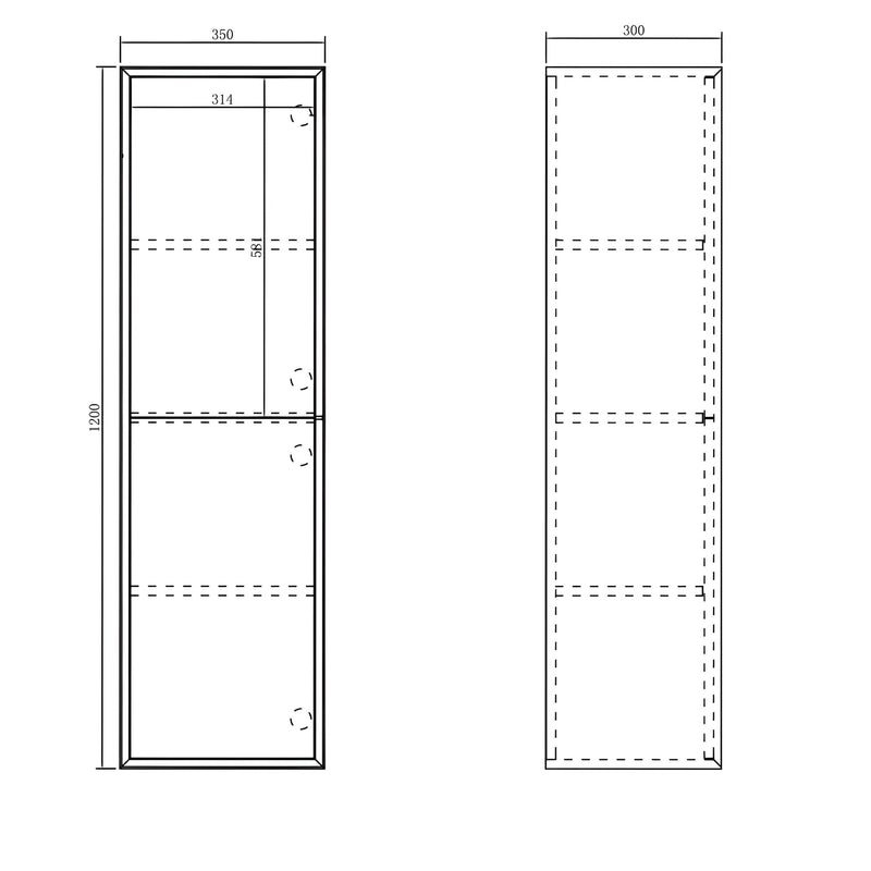 OTTI BONDI WALL HUNG TALL BOY 350MM X 1200MM WOODLAND OAK