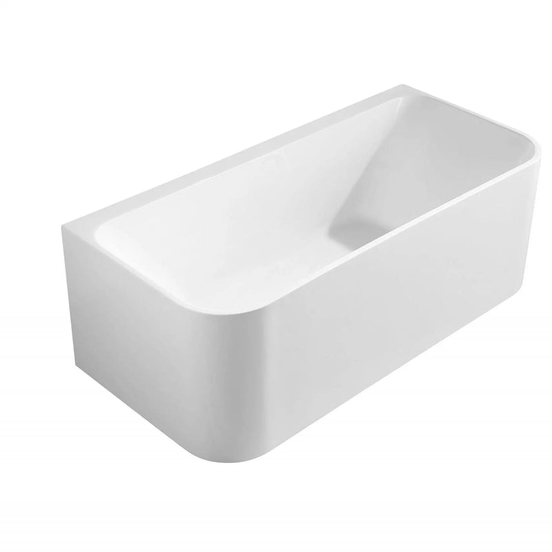 Buillion White Back To Wall Bathtub - Aqualux Bathrooms- Mercio
