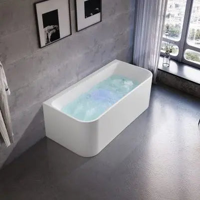 Bullion 1500mm Back To Wall Gloss White Bathtub - Aqualux Bathrooms- Mercio