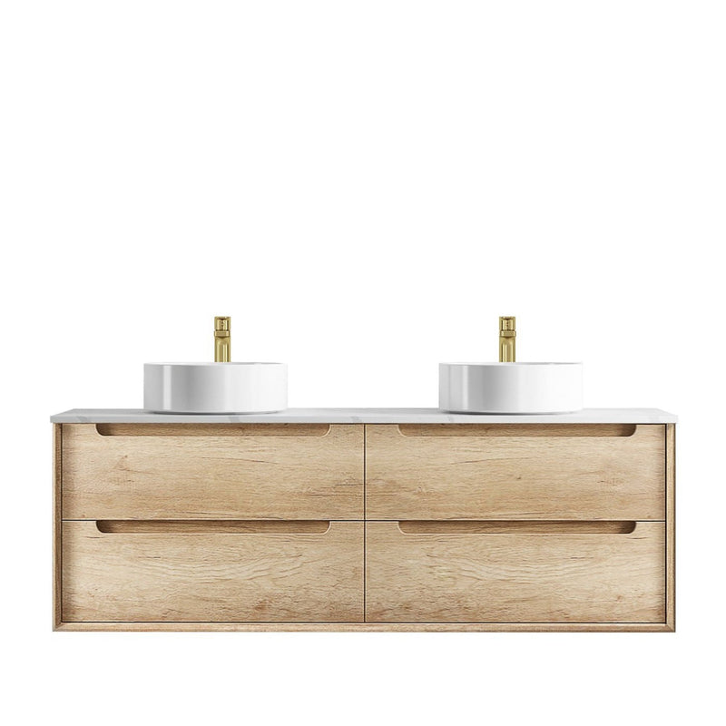 OTTI BYRON NATURAL OAK 1500MM DOUBLE BOWL WALL HUNG VANITY