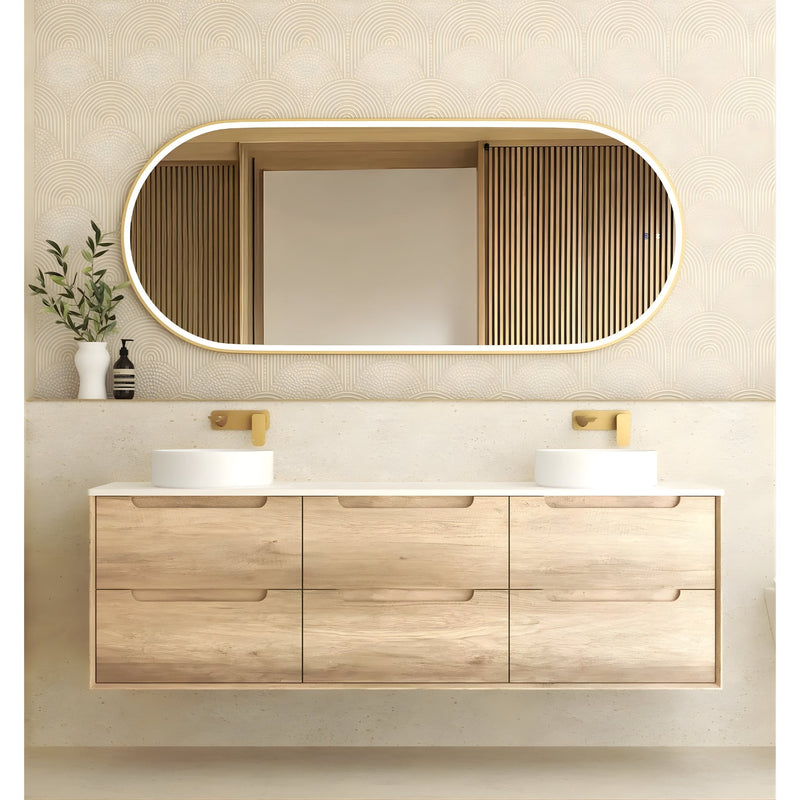 OTTI BYRON NATURAL OAK 1800MM DOUBLE BOWL WALL HUNG VANITY