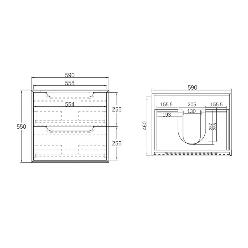 OTTI BYRON BLACK OAK 600MM SINGLE BOWL WALL HUNG VANITY
