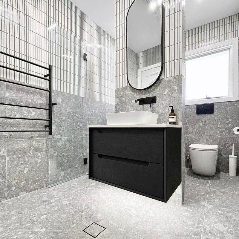 OTTI BYRON BLACK OAK 750MM SINGLE BOWL WALL HUNG VANITY