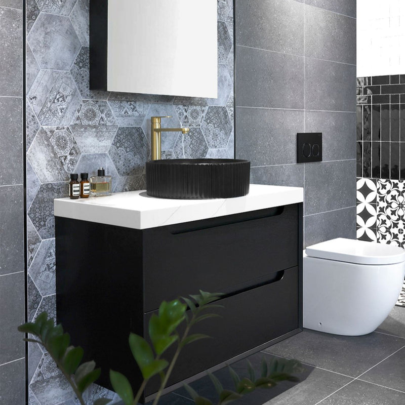 OTTI BYRON BLACK OAK 900MM SINGLE BOWL WALL HUNG VANITY
