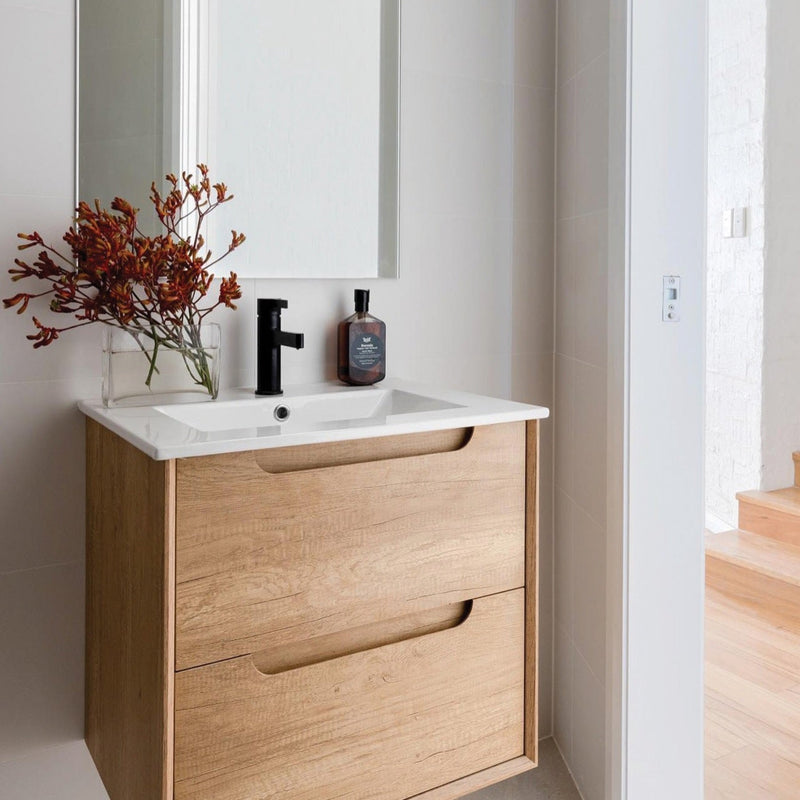 OTTI BYRON NATURAL OAK 900MM SINGLE BOWL FLOOR STANDING VANITY