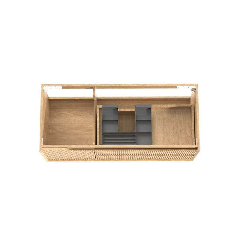 OTTI BYRON WOODLAND OAK FLUTED 1200MM SINGLE BOWL WALL HUNG VANITY