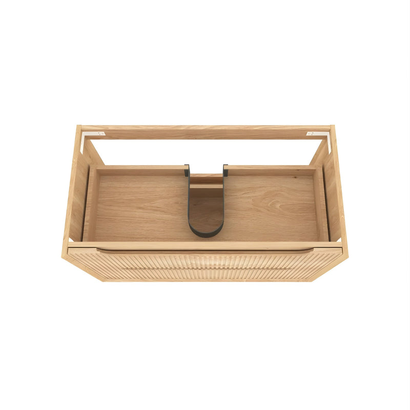 OTTI BYRON WOODLAND OAK FLUTED 750MM SINGLE BOWL WALL HUNG VANITY
