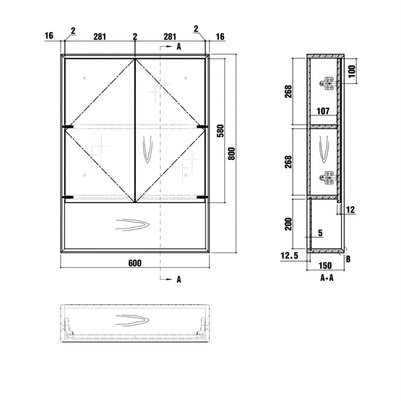 OTTI BYRON WOODLAND OAK MIRROR SHAVING CABINET 600X800MM