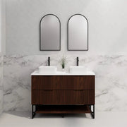 ABS Riva - Riva Bali Freestanding Double Bowl Vanity 1200mm - Brown Oak - Aqualux Bathrooms