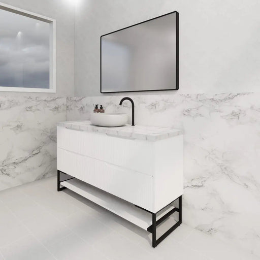 ABS Riva - Riva Bali Freestanding Single Bowl Vanity 1500mm - Matt White - Aqualux Bathrooms