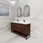 ABS Riva - Riva Bali Freestanding Double Bowl Vanity 1500mm - Brown Oak - Aqualux Bathrooms