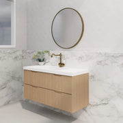 ABS Riva - Riva Bali Wall Hung Single Bowl Vanity 1200mm - American Oak - Aqualux Bathrooms