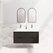 ABS Riva - Riva Bali Wall Hung Double Bowl Vanity 1200mm - Matt Black - Aqualux Bathrooms