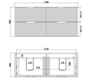 ABS Riva - Riva Bali Wall Hung Double Bowl Vanity 1200mm - Matt White - Aqualux Bathrooms