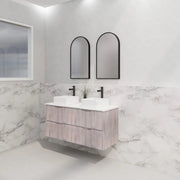 ABS Riva - Riva Bali Wall Hung Double Bowl Vanity 1200mm - White Oak - Aqualux Bathrooms