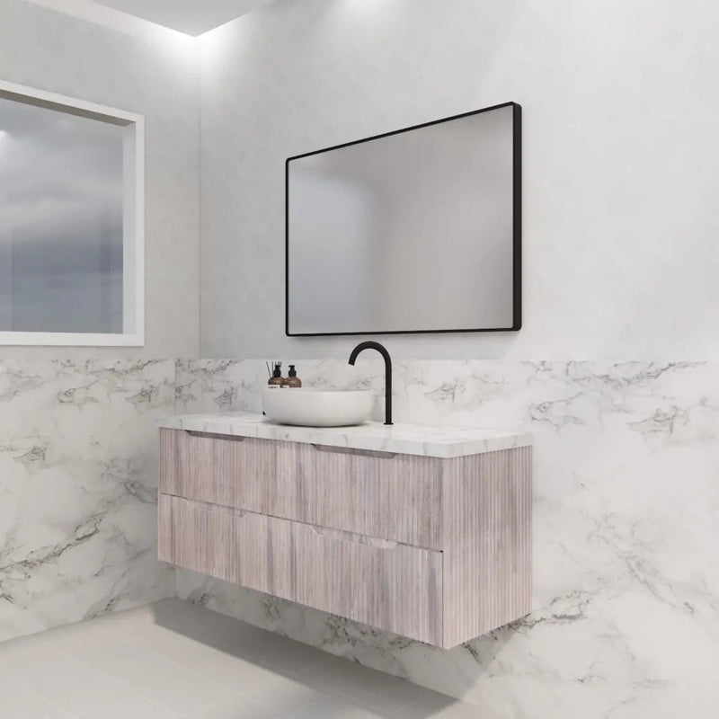 ABS Riva - Riva Bali Wall Hung Single Bowl Vanity 1500mm - White Oak - Aqualux Bathrooms