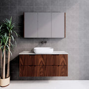 ABS Riva - Riva Bali Wall Hung Double Bowl Vanity 1500mm - Brown Oak - Aqualux Bathrooms