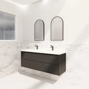 ABS Riva - Riva Bali Wall Hung Double Bowl Vanity 1500mm - Matt Black - Aqualux Bathrooms