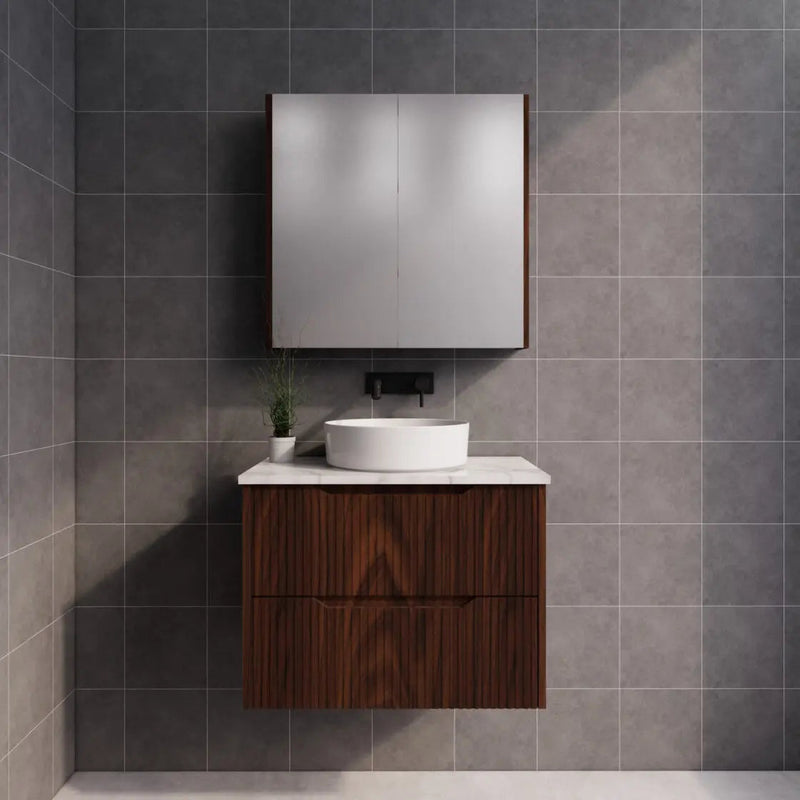 ABS Riva - Riva Bali Wall Hung Vanity 750mm - Brown Oak - Aqualux Bathrooms