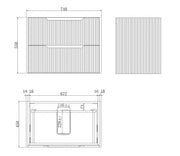 ABS Riva - Riva Bali Wall Hung Vanity 750mm - Matt Black - Aqualux Bathrooms