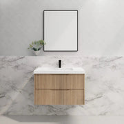 ABS Riva - Riva Bali Wall Hung Vanity 900mm - American Oak - Aqualux Bathrooms