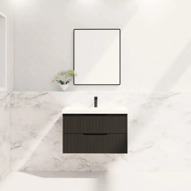ABS Riva - Riva Bali Wall Hung Vanity 900mm - Matt Black - Aqualux Bathrooms