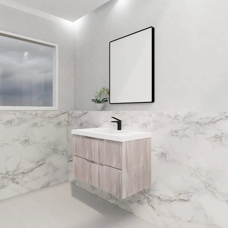 ABS Riva - Riva Bali Wall Hung Vanity 900mm - White Oak - Aqualux Bathrooms